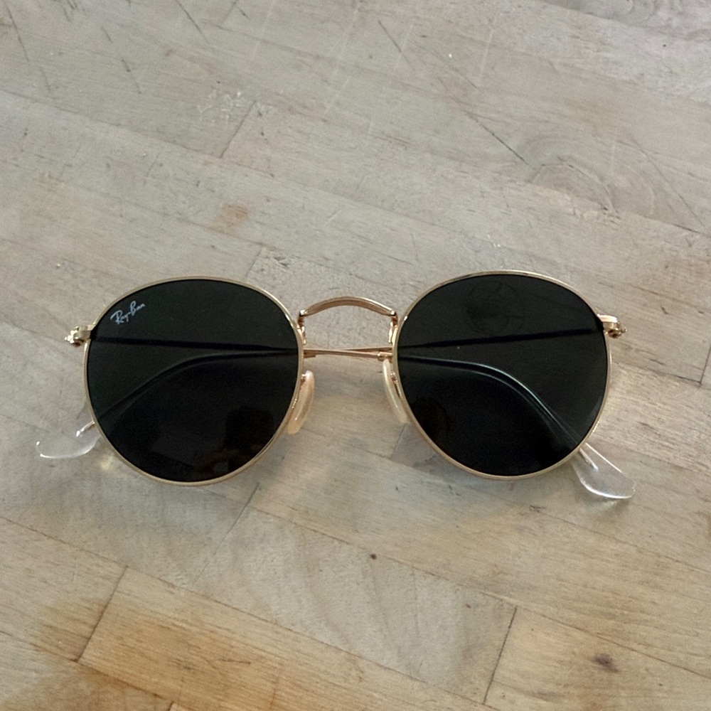 Ray-Ban Gold Frame Sunglasses with Black Lenses